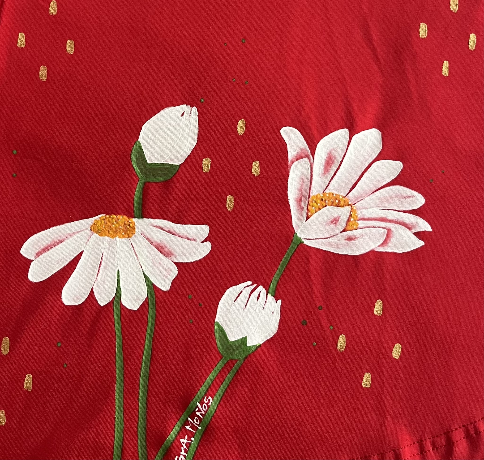 vestido río flor roja detalle